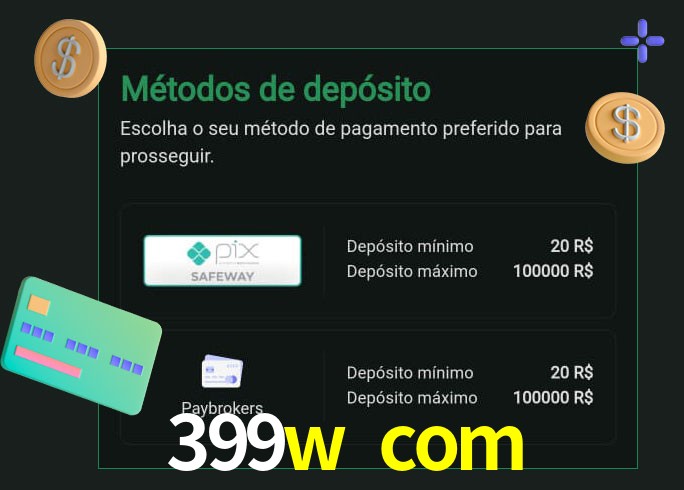 O cassino 399w com oferece uma grande variedade de métodos de pagamento
